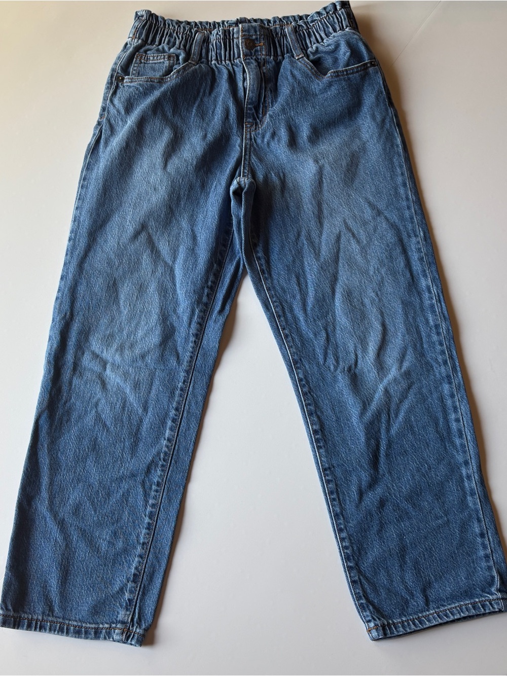 Cat & Jack Girls Paperbag Waist Denim Jeans Blue Size 14
